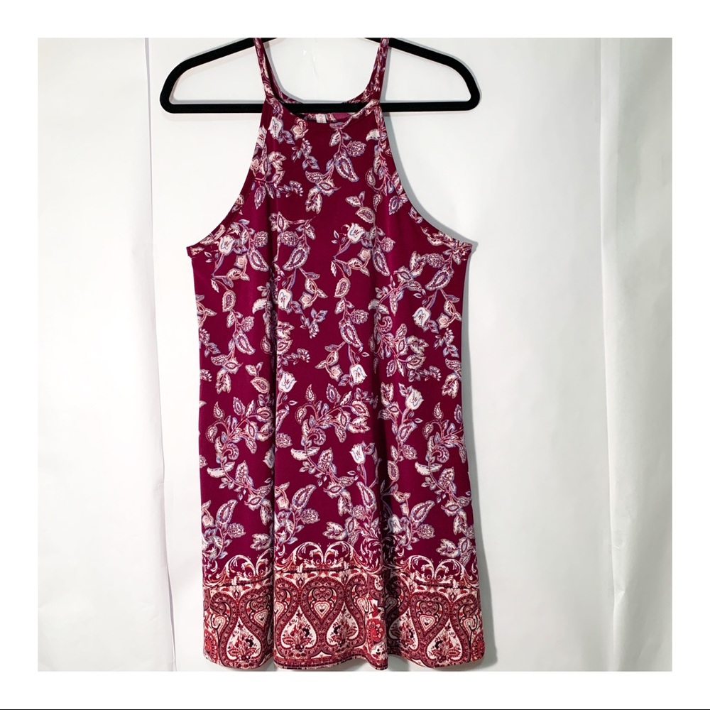 Purple Floral Midi Dress
